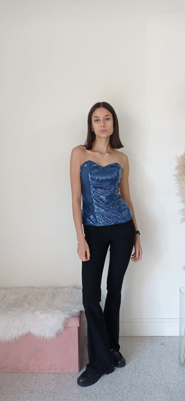 Top Guêpière in Paillettes - Fucsia e Blu Elettrico con Spalline Removibili