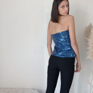 Top Guêpière in Paillettes - Fucsia e Blu Elettrico con Spalline Removibili