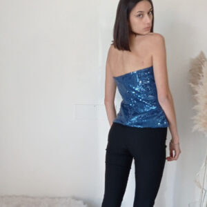 Top Guêpière in Paillettes - Fucsia e Blu Elettrico con Spalline Removibili