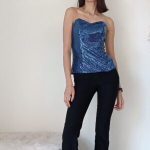 Top Guêpière in Paillettes - Fucsia e Blu Elettrico con Spalline Removibili