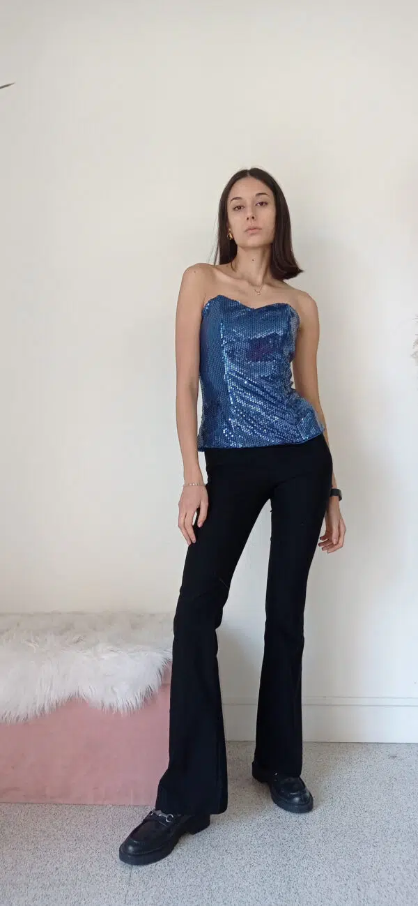 Top Guêpière in Paillettes - Fucsia e Blu Elettrico con Spalline Removibili