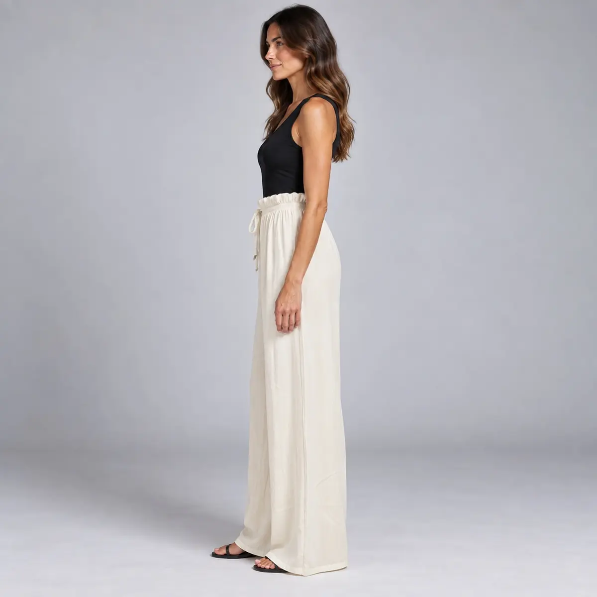pantaloni-palazzo-donna-viscosa-avorio-north-pole-laterale