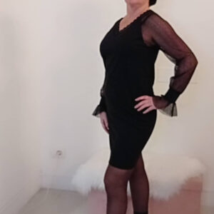 Abito rubino con maniche in tulle Art. Lea