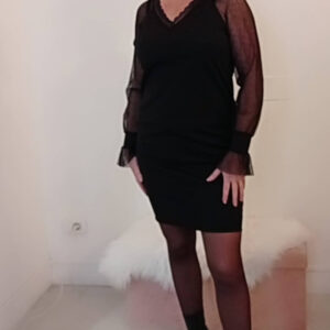 Abito rubino con maniche in tulle Art. Lea