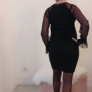 Abito rubino con maniche in tulle Art. Lea