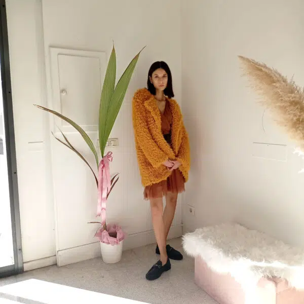 Cappotto in Pelliccia Ecologica Ocra - Caldo e Fashion by Stella McQueen