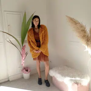 Cappotto in Pelliccia Ecologica Ocra - Caldo e Fashion by Stella McQueen