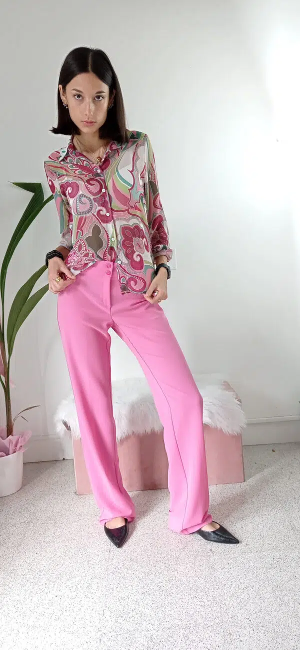 Camicia in crepe con fantasia geometrica anni '70 - Carla