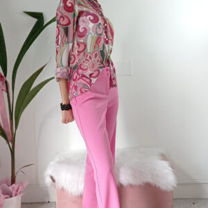 Camicia in crepe con fantasia geometrica anni '70 - Carla