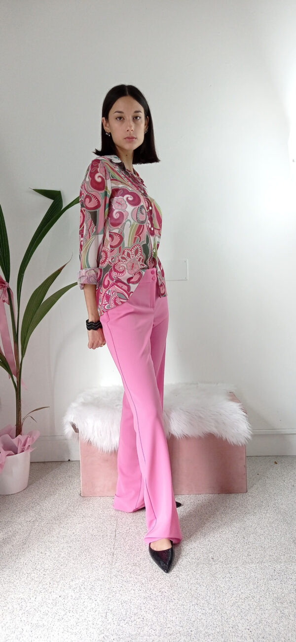 Camicia in crepe con fantasia geometrica anni '70 - Carla