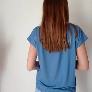 Blusa a mezze maniche in morbida viscosa con collo rifinito in argento - Bianco, Jeans e Amarena
