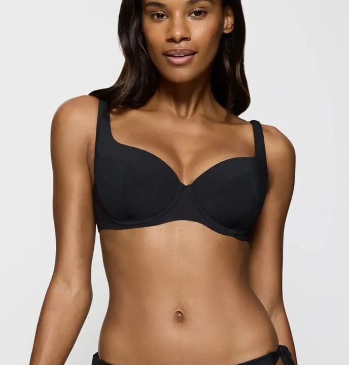 Top bikini nero alto supporto con ferretto