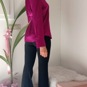 Camicia di Lusso in Raso di Viscosa: Eleganza e Stile in Viola e Ottanio!
