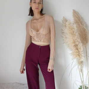 Pantaloni Eleganza Vino - Ampio Modello Palazzo con Vita Definita