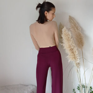 Pantaloni Eleganza Vino - Ampio Modello Palazzo con Vita Definita