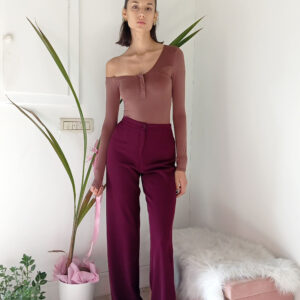 Eleganza Raffinata: Pantalone a Palazzo Bordeaux - Taglie S a XL