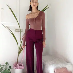 Eleganza Raffinata: Pantalone a Palazzo Bordeaux - Taglie S a XL