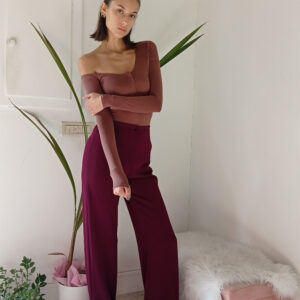 Eleganza Raffinata: Pantalone a Palazzo Bordeaux - Taglie S a XL