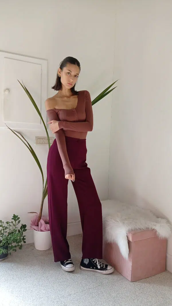 Eleganza Raffinata: Pantalone a Palazzo Bordeaux - Taglie S a XL