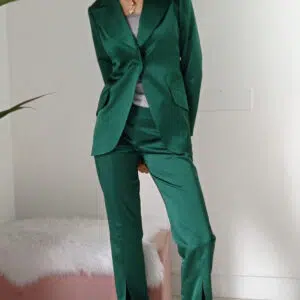 Giacca Elegante in Raso Verde - Stile Unico per Taglie S, M, L