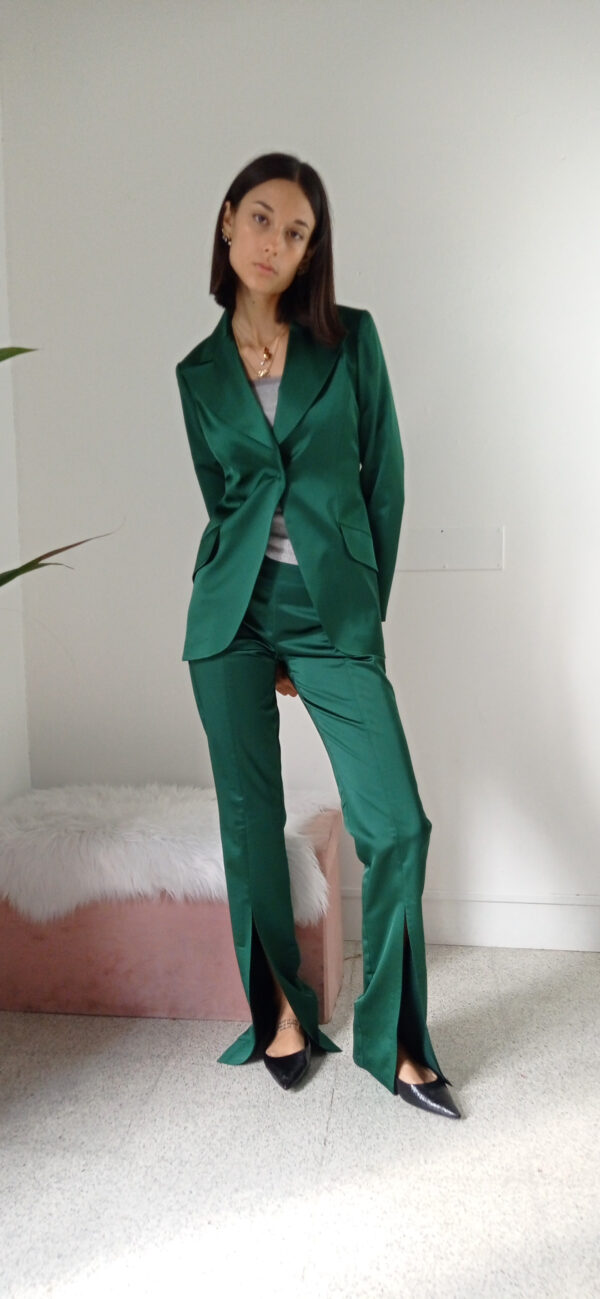 Giacca Elegante in Raso Verde - Stile Unico per Taglie S, M, L