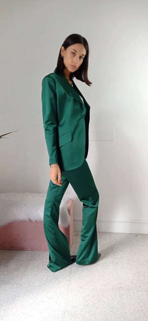 Giacca Elegante in Raso Verde - Stile Unico per Taglie S, M, L