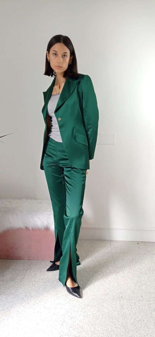 Giacca Elegante in Raso Verde - Stile Unico per Taglie S, M, L