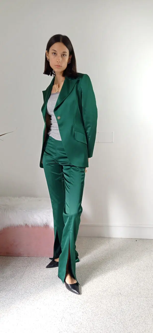 Giacca Elegante in Raso Verde - Stile Unico per Taglie S, M, L