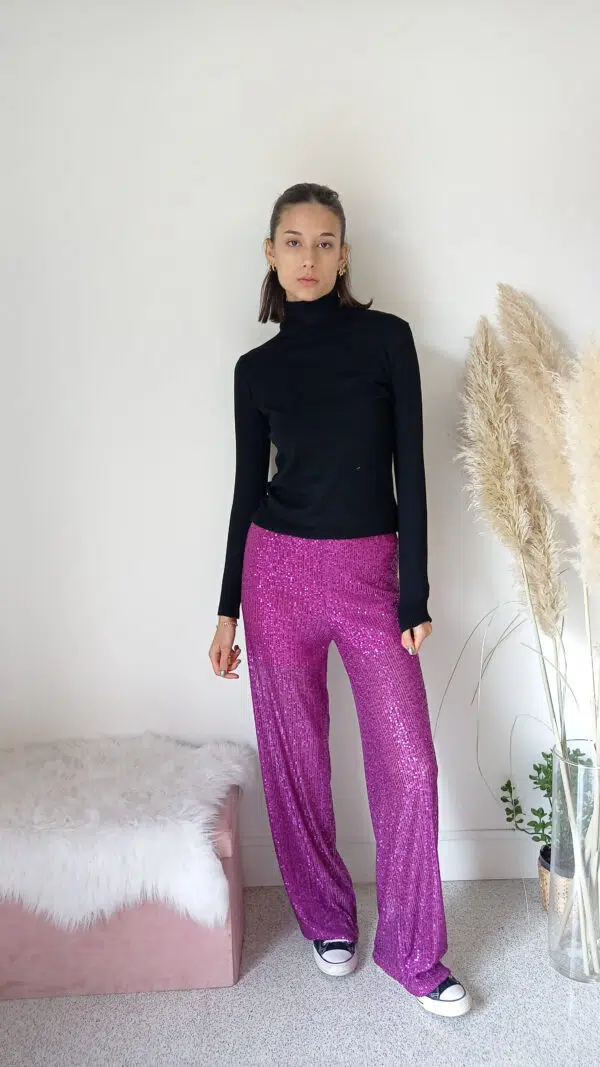 Pantaloni a Palazzo in Paillettes - Disponibili in 3 Colori, Taglia Unica per una Vestibilità Perfetta