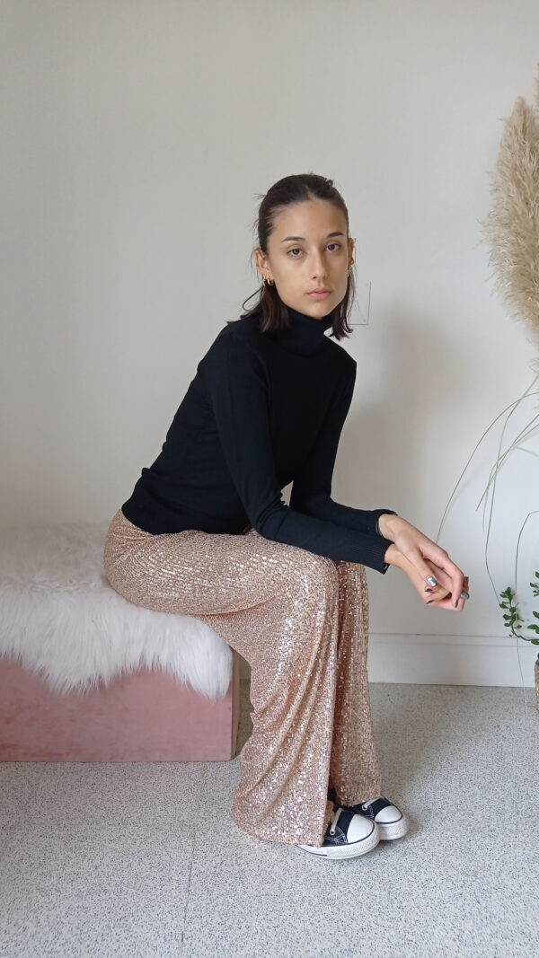 Pantaloni a Palazzo in Paillettes - Disponibili in 3 Colori, Taglia Unica per una Vestibilità Perfetta