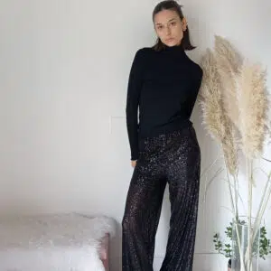 Pantaloni a Palazzo in Paillettes - Disponibili in 3 Colori, Taglia Unica per una Vestibilità Perfetta