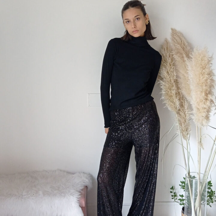 Pantaloni a Palazzo in Paillettes - Disponibili in 3 Colori, Taglia Unica per una Vestibilità Perfetta