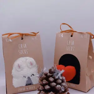 Calzini Antiscivolo Natalizi con Cuore o Orsetto - Confezione Regalo Perfetta per le Feste