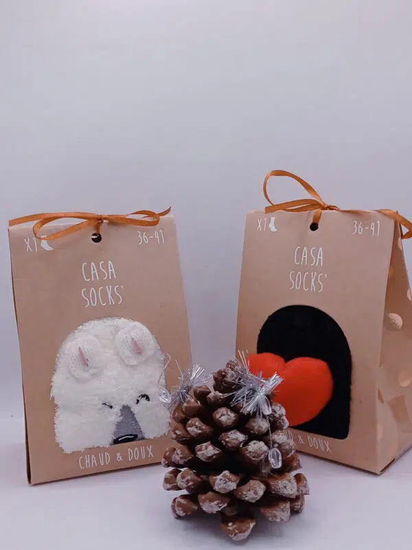 Calzini Antiscivolo Natalizi con Cuore o Orsetto - Confezione Regalo Perfetta per le Feste