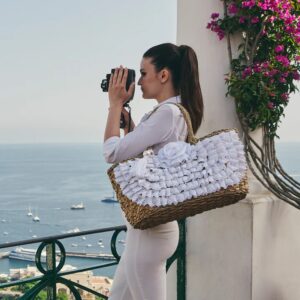 Borsa in Paglia Rivestita con Pizzo Sangallo - Eleganza Estiva Made in Italy