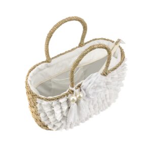 Borsa in Paglia Rivestita con Pizzo Sangallo - Eleganza Estiva Made in Italy