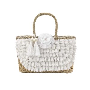 Borsa in Paglia Rivestita con Pizzo Sangallo - Eleganza Estiva Made in Italy