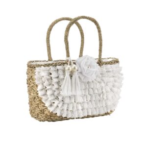 Borsa in Paglia Rivestita con Pizzo Sangallo - Eleganza Estiva Made in Italy