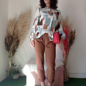 Camicia Viscosa a Fantasia Vintage da Donna per Primavera/Estate - Disponibile in S, M, L