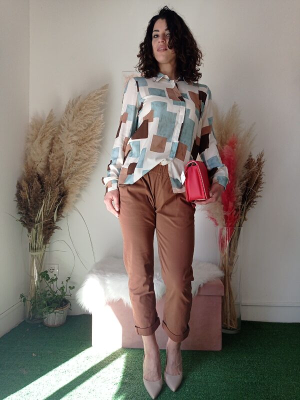 Camicia Viscosa a Fantasia Vintage da Donna per Primavera/Estate - Disponibile in S, M, L