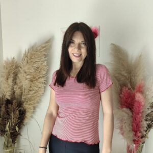 Maglietta a Righe Marinare da Donna - Disponibile in Rosso e Blu, Taglie S, M, L, XL