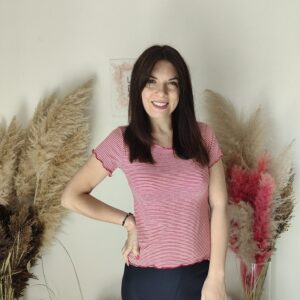 Maglietta a Righe Marinare da Donna - Disponibile in Rosso e Blu, Taglie S, M, L, XL