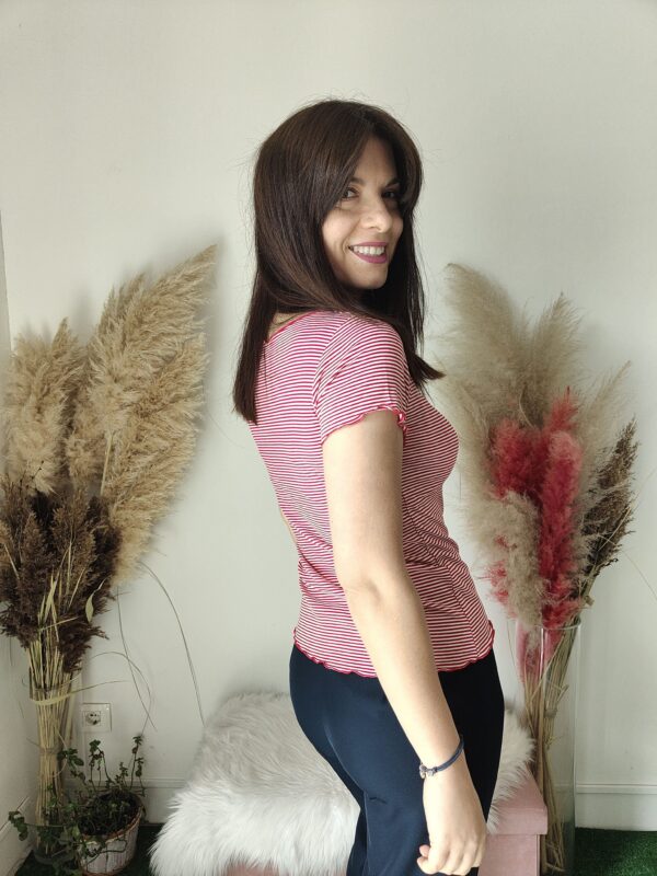 Maglietta a Righe Marinare da Donna - Disponibile in Rosso e Blu, Taglie S, M, L, XL