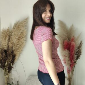Maglietta a Righe Marinare da Donna - Disponibile in Rosso e Blu, Taglie S, M, L, XL