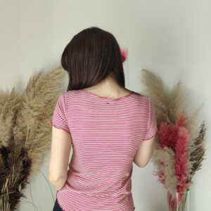 Maglietta a Righe Marinare da Donna - Disponibile in Rosso e Blu, Taglie S, M, L, XL