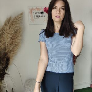 Maglietta a Righe Marinare da Donna - Disponibile in Rosso e Blu, Taglie S, M, L, XL