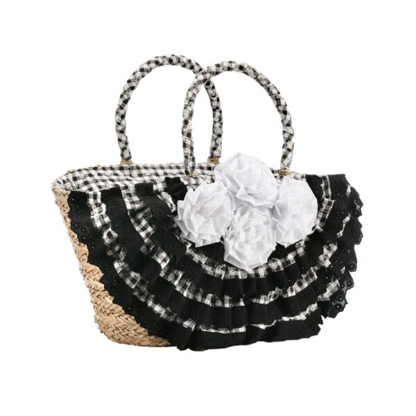 Borsa in Paglia Emanuela Biffoli - Eleganza Estiva con Dettagli in Pizzo