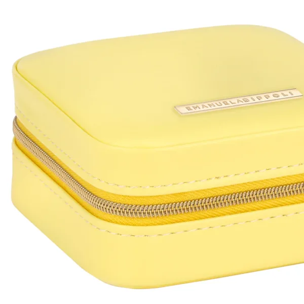 Porta gioie compatto in ecopelle giallo