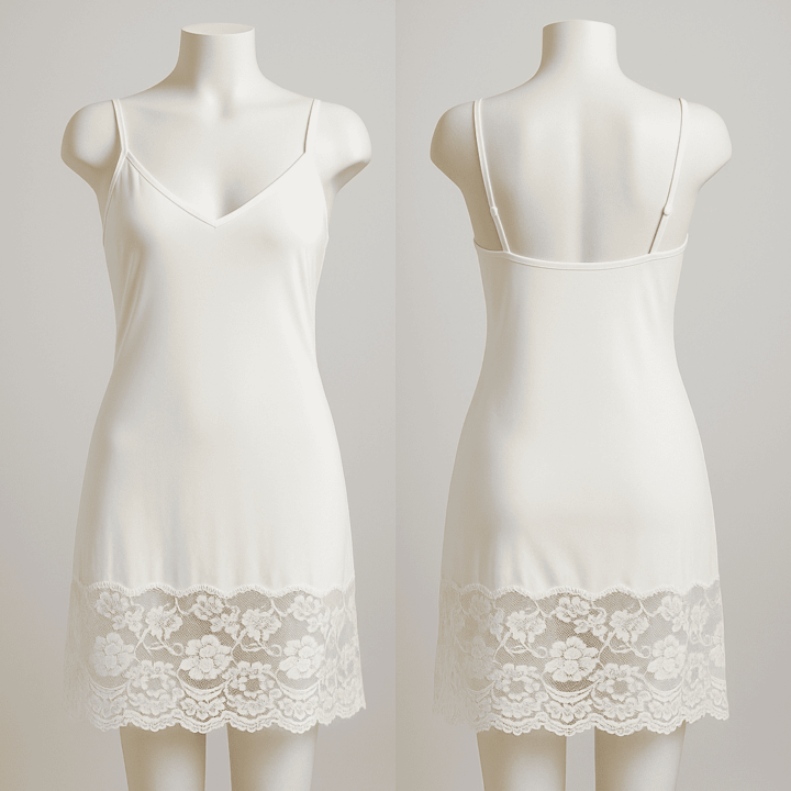 Sottoveste bianca in micromodal con bordo in pizzo alto
