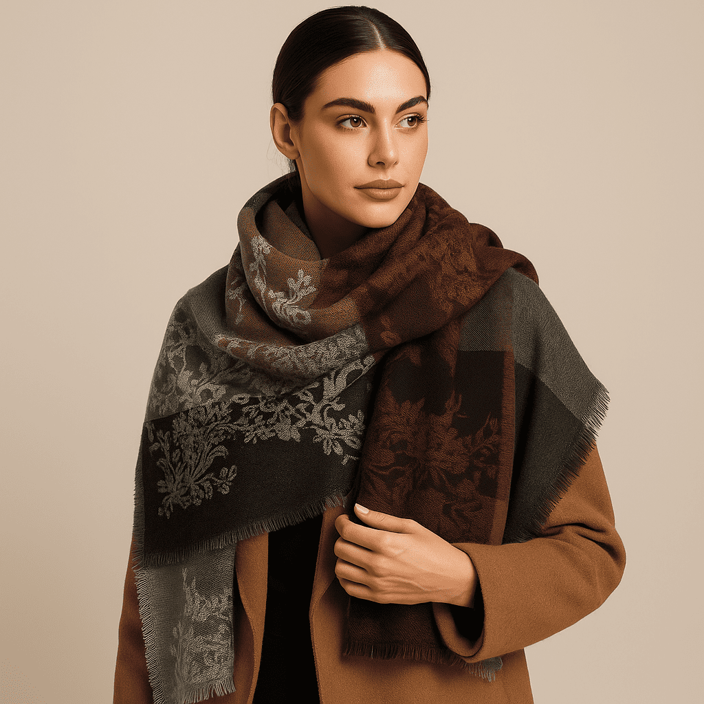 Stola jacquard multicolore calda 150x70 – Eleganza e comfort per l’inverno